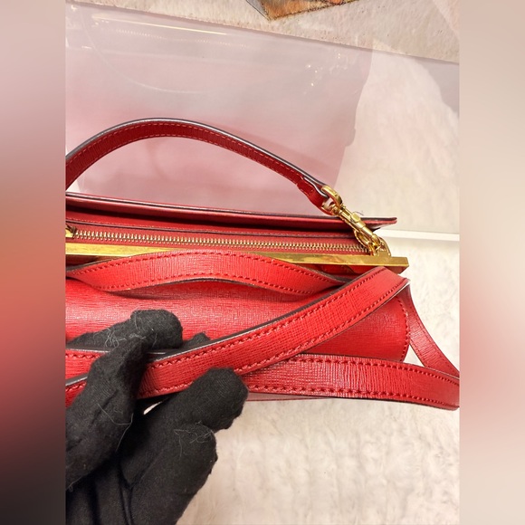 FENDI Demi Jour Red Leather Top Handle Bag - Picture 11 of 16